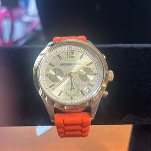 Michael Kors Gold and Orange Chronograph Watch